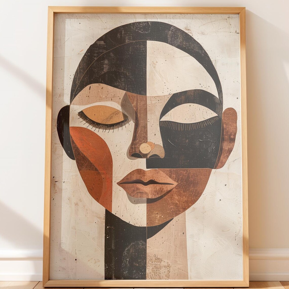 African-Inspired Face Art Print, Earthy Boho Portrait