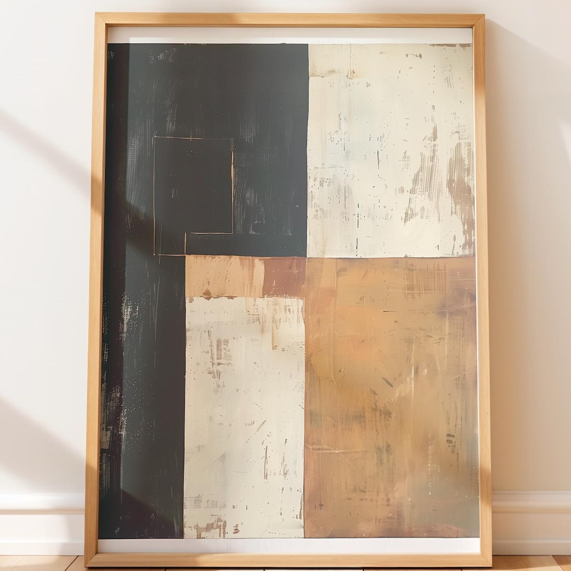 Earthy Neutral Color Block Minimalist Abstract Painting Poster