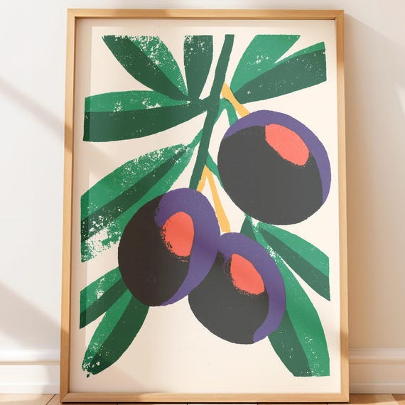 Modern Botanical Figs Wall Art Colorful Minimalist Design Midcentury Style Contemporary Home Decor 13