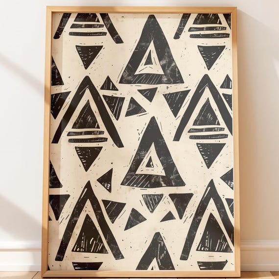 Tribal Geometric Art Print African Boho Home Decor