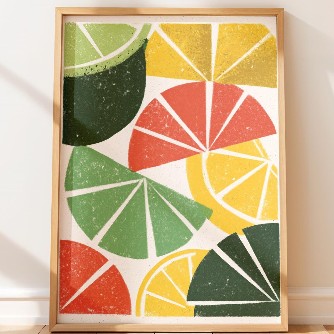 Citrus Fruit Wedges Retro Pattern Mid Century Modern Kitchen Art Poster