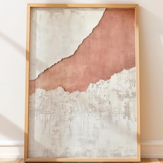 Rustic Minimalist Abstract Wall Art Print Dusty Rose Color Block Muted Earthy Natural Decor