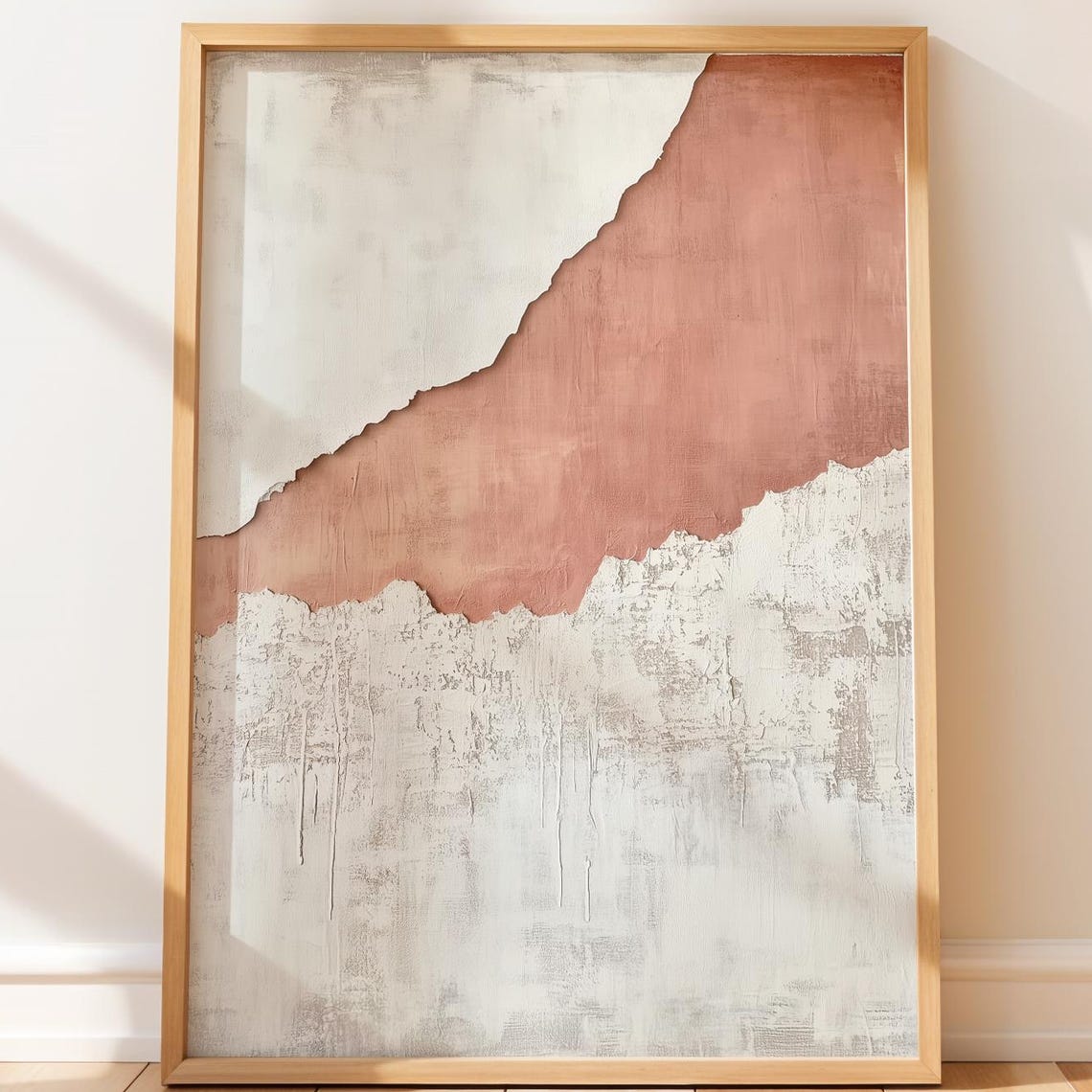 Dusty Rose Torn Paper Abstract Minimalist Textured Art Poster