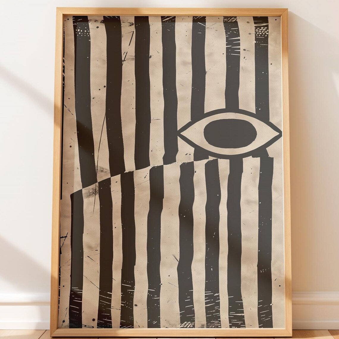 Black And White Striped Abstract Eye Modernist Gallery Wall Art