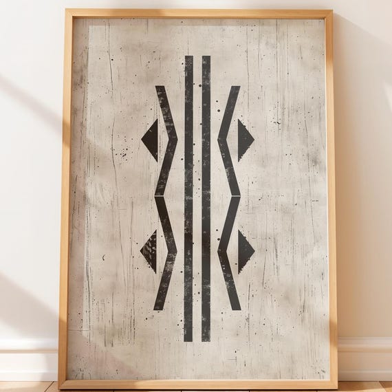 Minimalist Tribal Art Print Geometric Line Design Boho Wall Decor