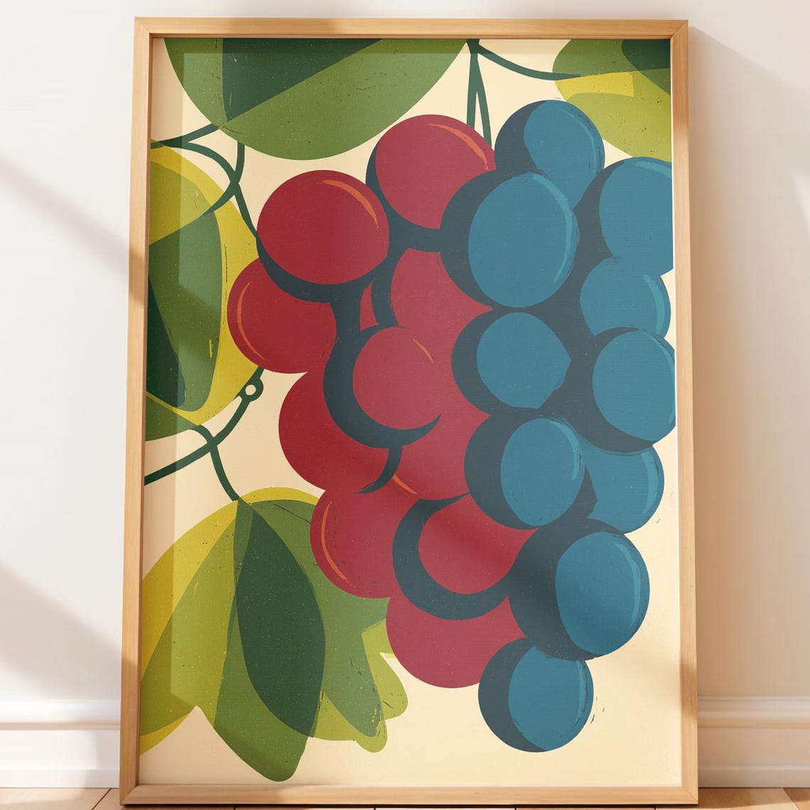 Grape Clusters Bold Retro Mid Century Modern Kitchen Art Poster