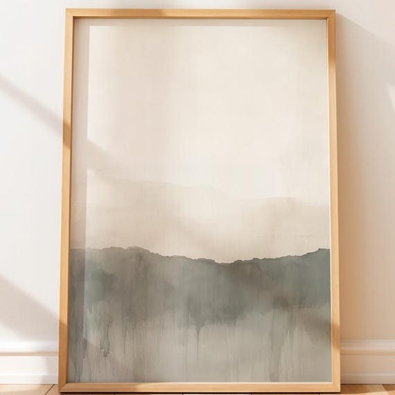 Misty Mountain Landscape Japandi Wall Art Serene Abstract For Modern Minimalist Decor