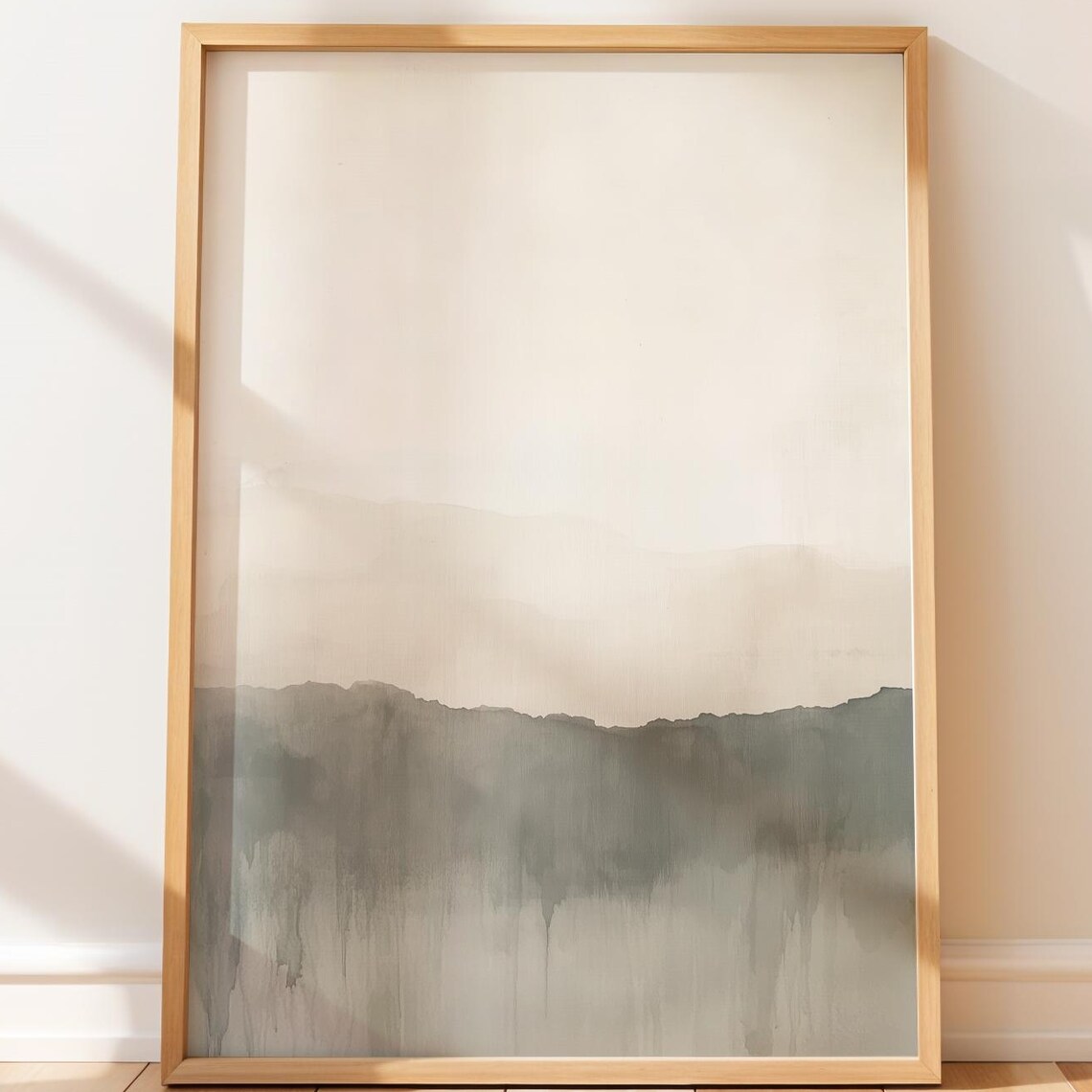 Misty Mountain Landscape Japandi Wall Art Serene Abstract For Modern Minimalist Decor