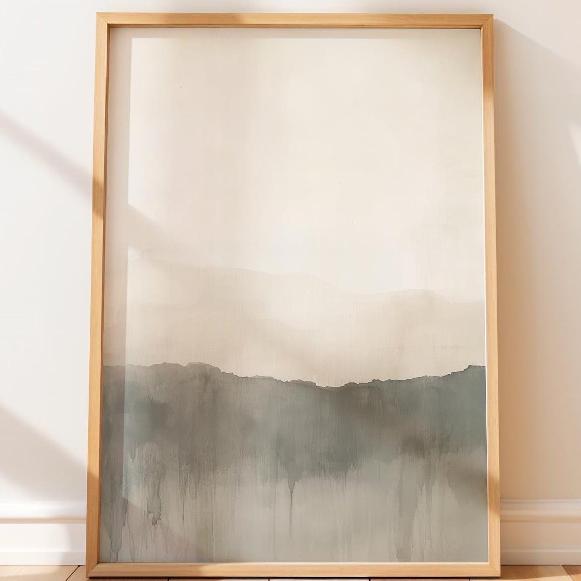 Misty Mountain Landscape Soft Gray Japandi Abstract Wall Art