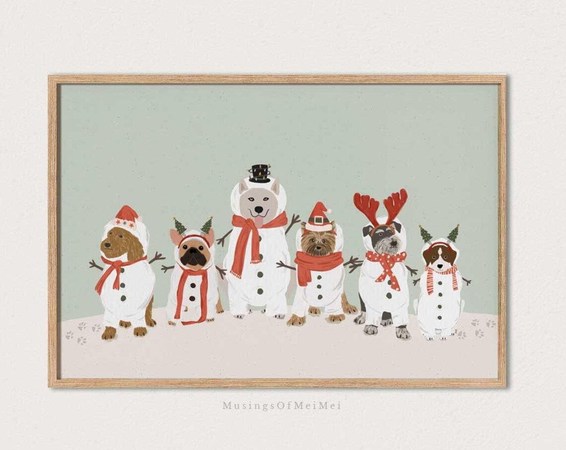 Dog Print Holiday Decor Christmas Art Print