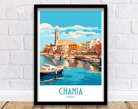 Chania Greece Travel Poster, Home Decor Art Print