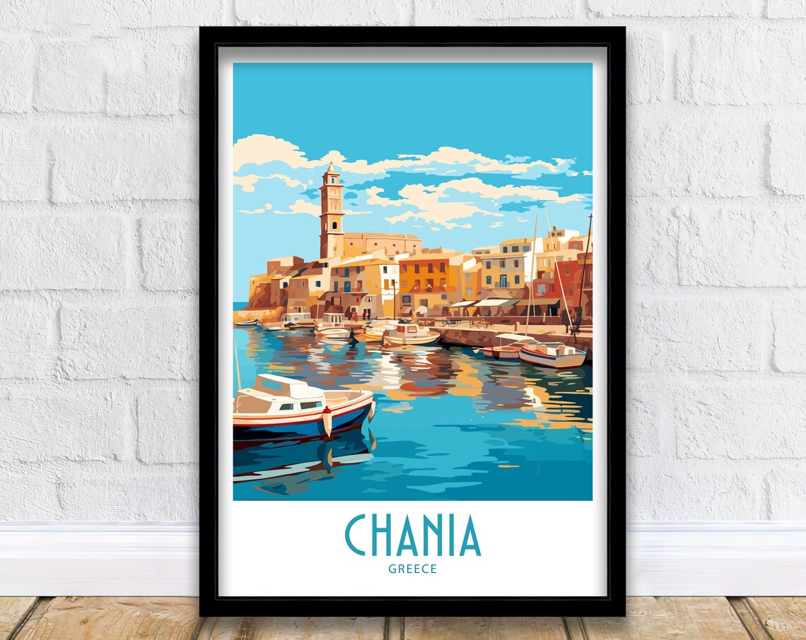 Chania Greece Travel Poster, Home Decor Art Print