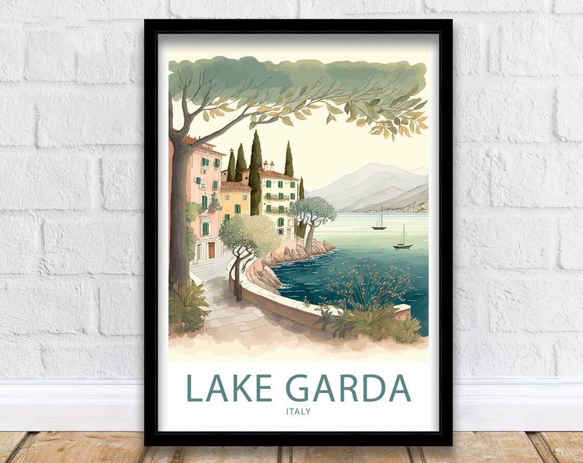 Lake Garda Italy Travel Poster, Scenic Wall Art
