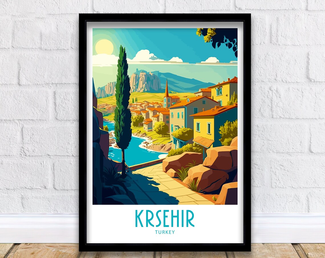 Krehir Turkey Travel Poster, Scenic Place Print