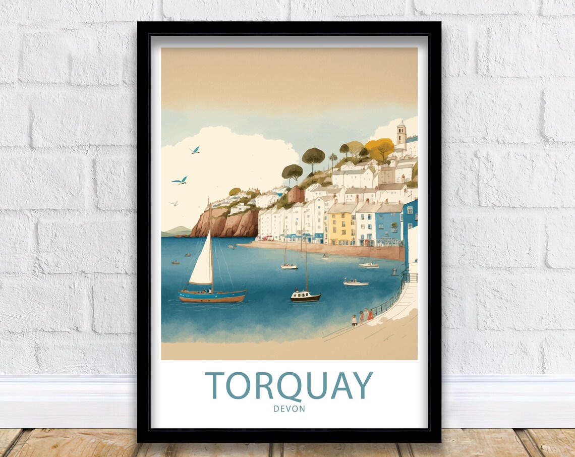 Torquay Devon Travel Poster, Place Name Wall Art
