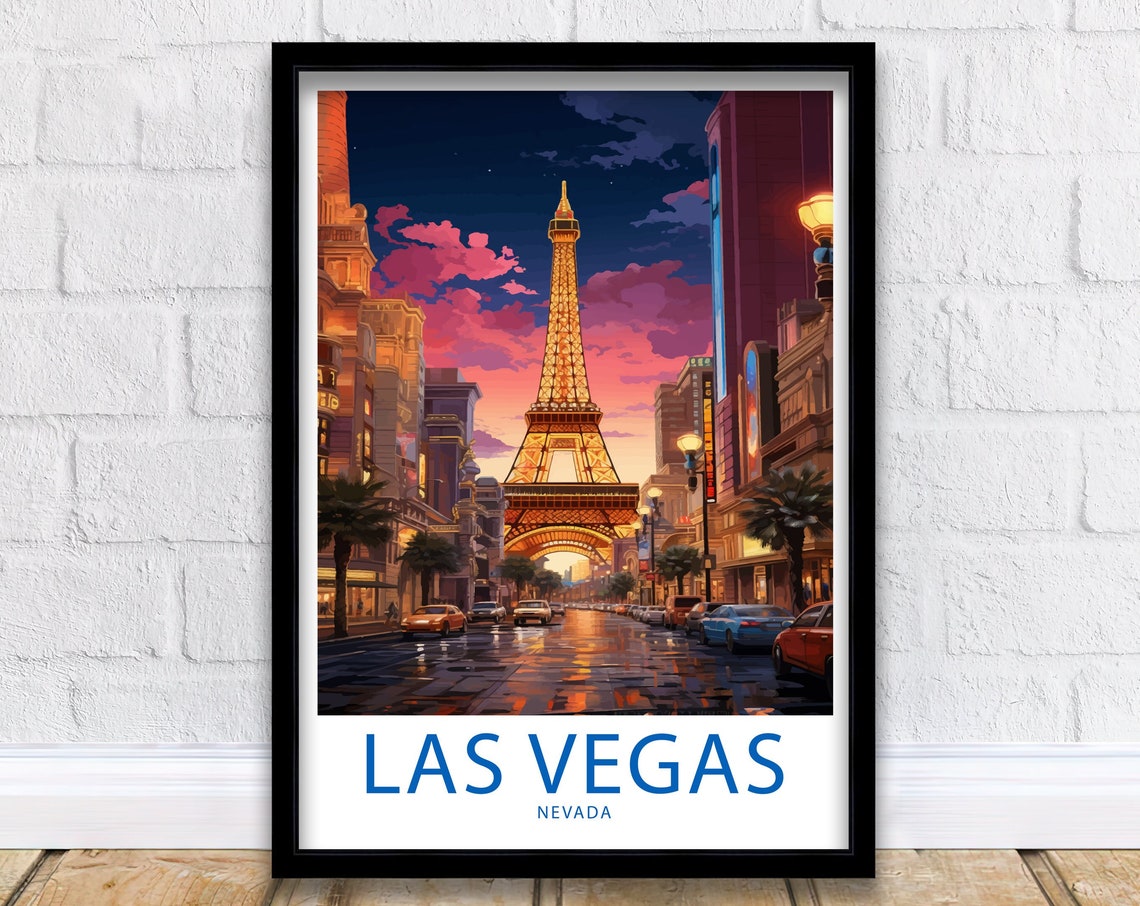 Las Vegas Nevada Eiffel Tower Strip Sunset After Rain Poster