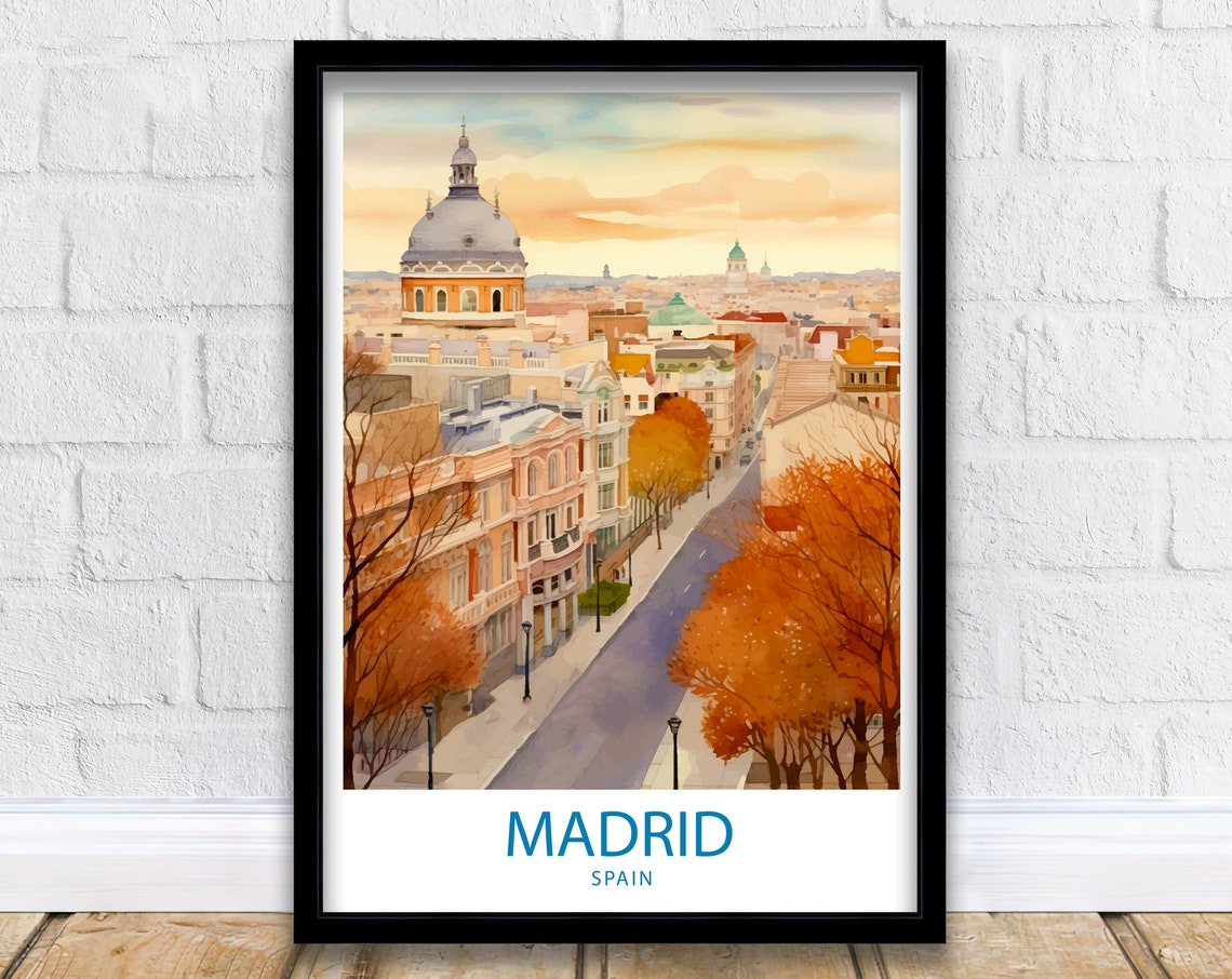 Madrid Spain Rooftops and Dome at Sunset City View Art Poster - Image 5