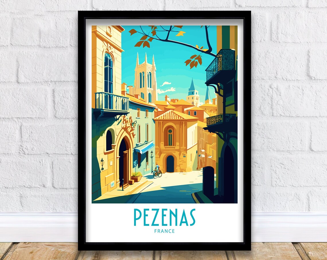 Pezenas France Travel Poster, Home Decor