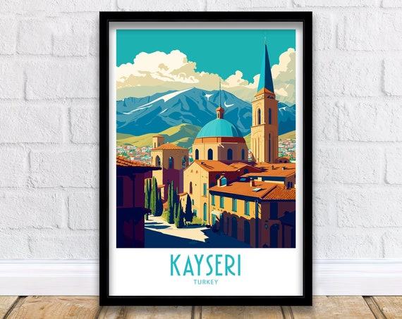 Kayseri Turkey Travel Poster, Scenic Art Print