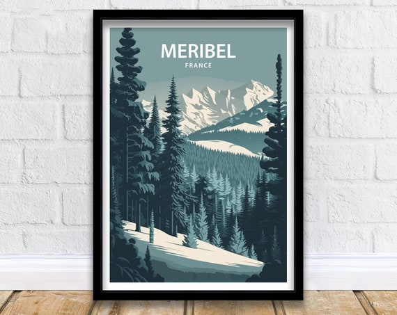 Meribel Ski Print Ski Poster Ski Print Skiing Poster Meribel Print Skiing Meribel Ski Poster Travel Prints Ski Resort Poster