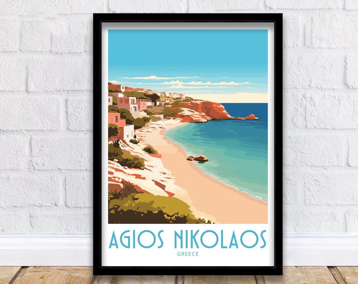 Agios Nikolaos Travel Poster, Greece Wall Decor