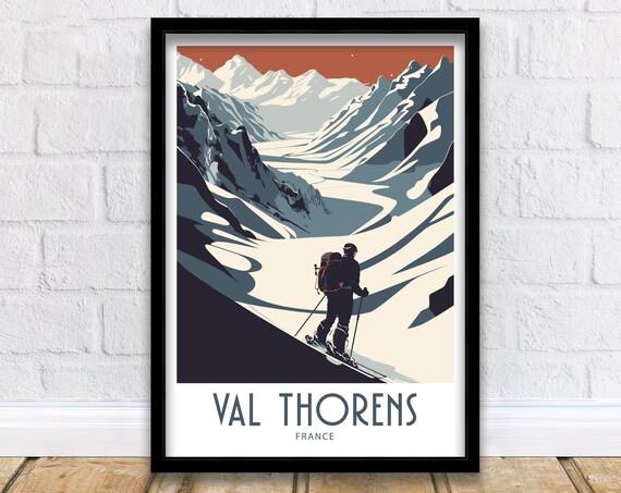 Val Thorens France Backcountry Skier Alpine Ascent Travel Poster