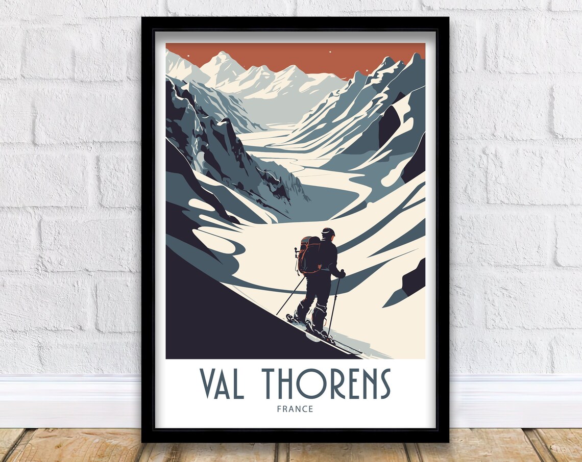 Val Thorens France Backcountry Skier Alpine Ascent Travel Poster