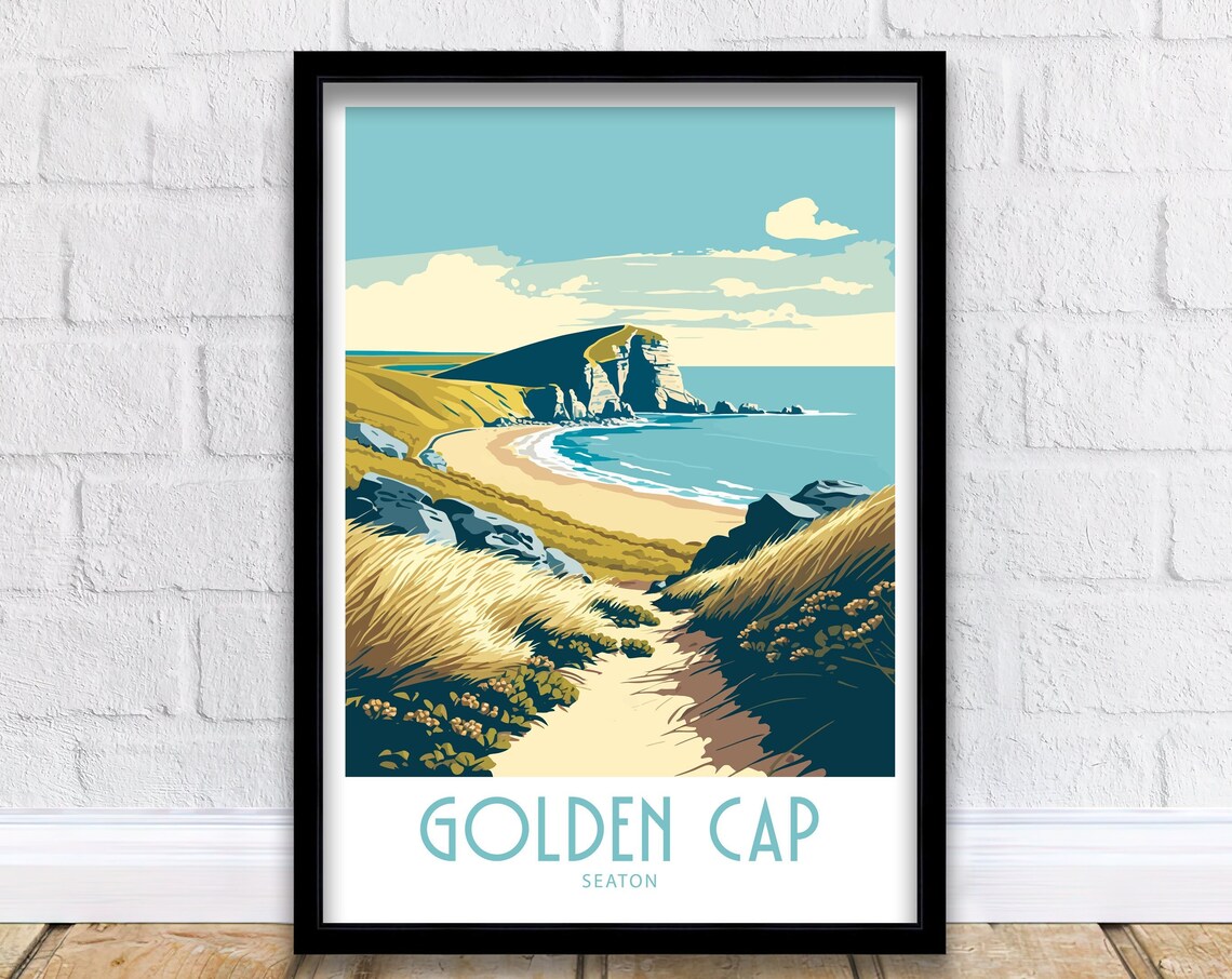 Golden Cap Travel Poster, Dorset Scenic Art Print