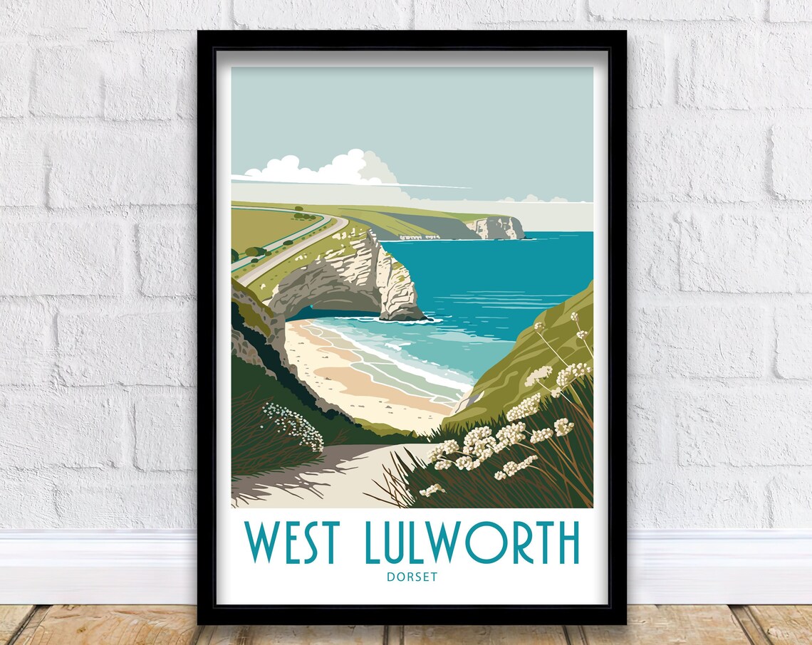 Lulworth Dorset Travel Poster, Scenic Wall Decor