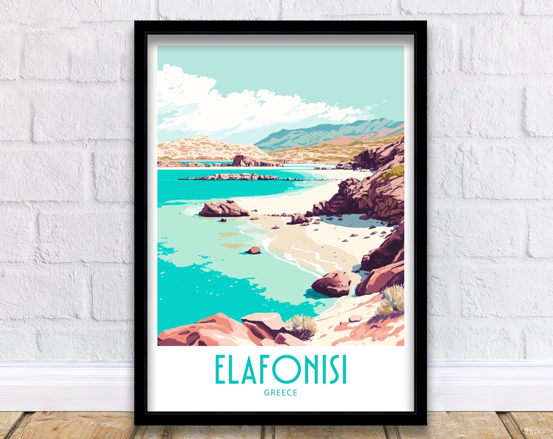 Elafonisi Greece Rocky Cove Lagoon Cliffs Calm Sea Travel Art Poster