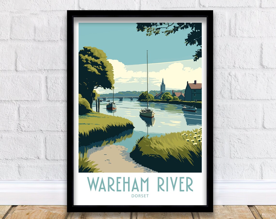Wareham River Dorset Travel Poster, Scenic Art Print