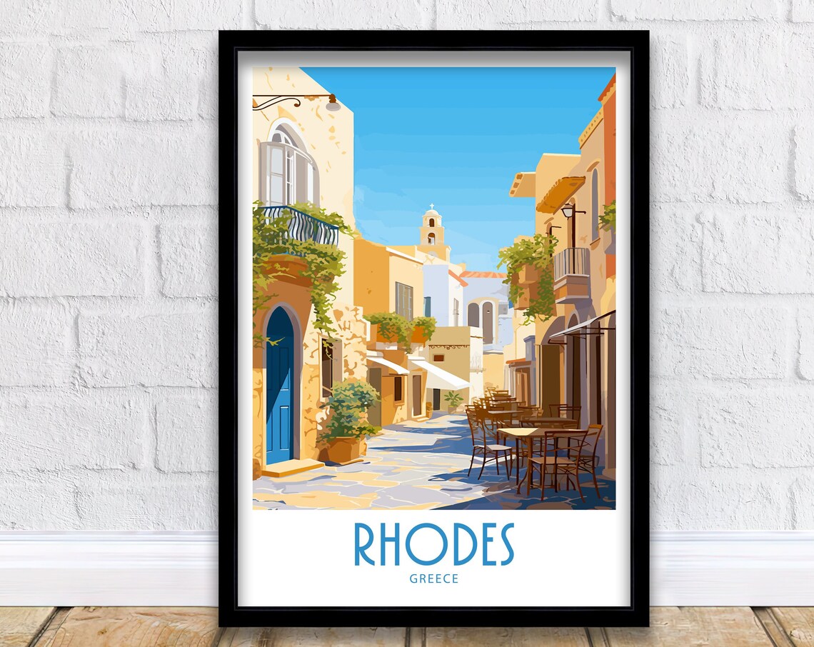 Rhodes Greece Travel Poster, Europe Wall Art