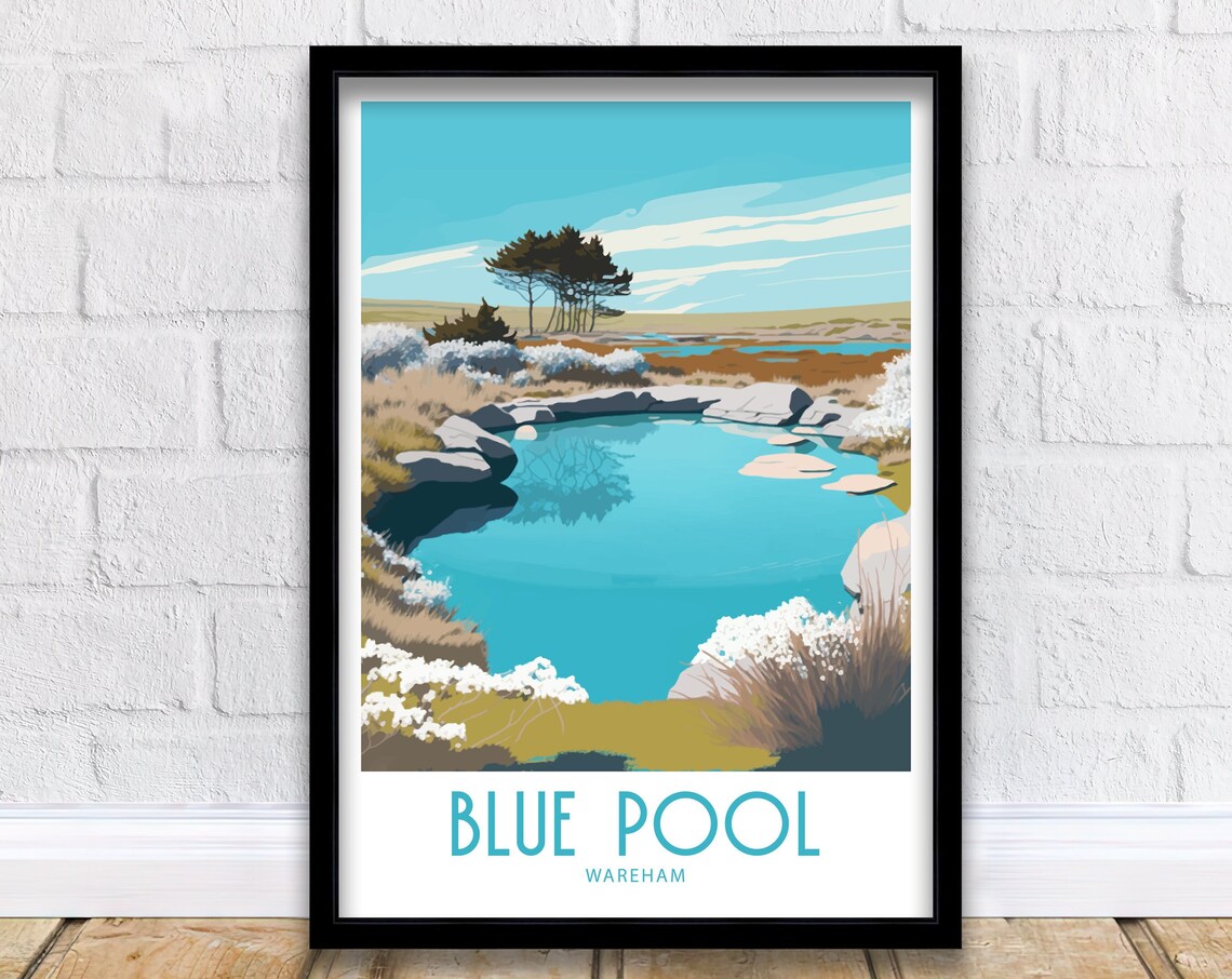 Blue Pool Dorset Travel Poster, Place Name Print