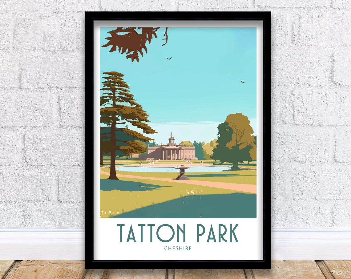 Tatton Park Cheshire Hall Gardens Lake Vintage Estate Art Poster