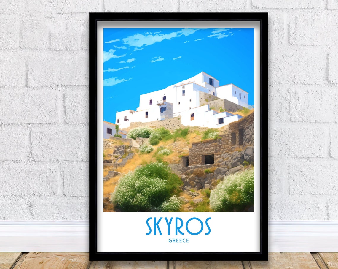 Monastery Of Ai Giorgi Skyros Greece White Hilltop Monastery Poster