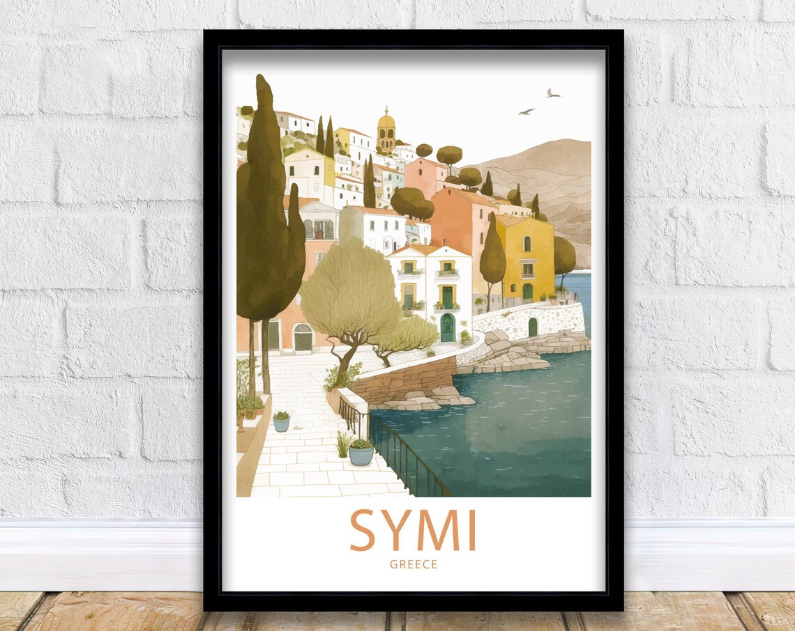 Symi Greece Travel Poster, Europe Wall Decor