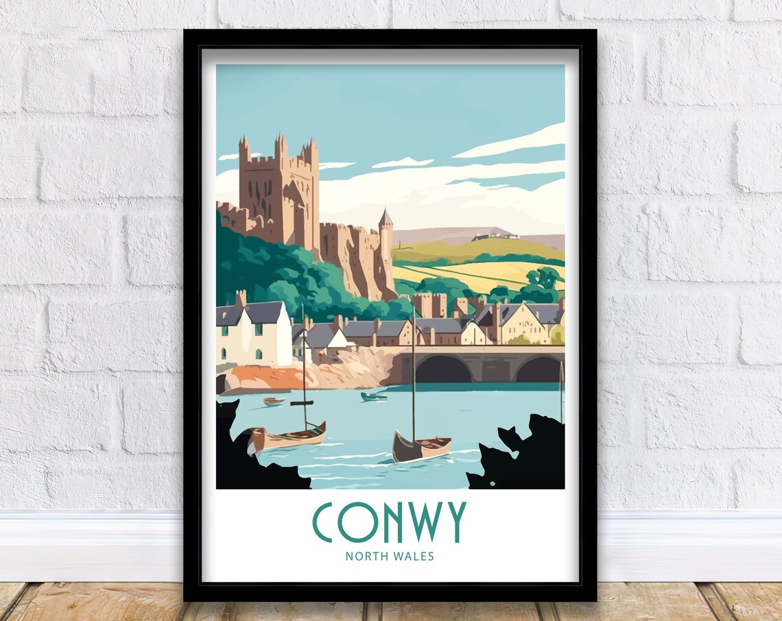 Conwy Travel Poster, North Wales Place Print
