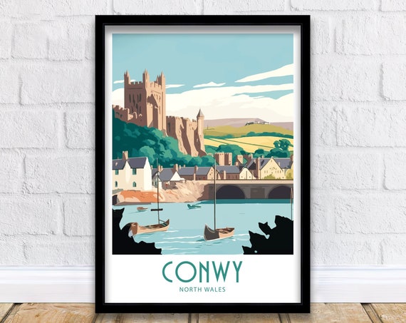 Conwy Travel Poster, North Wales Place Print