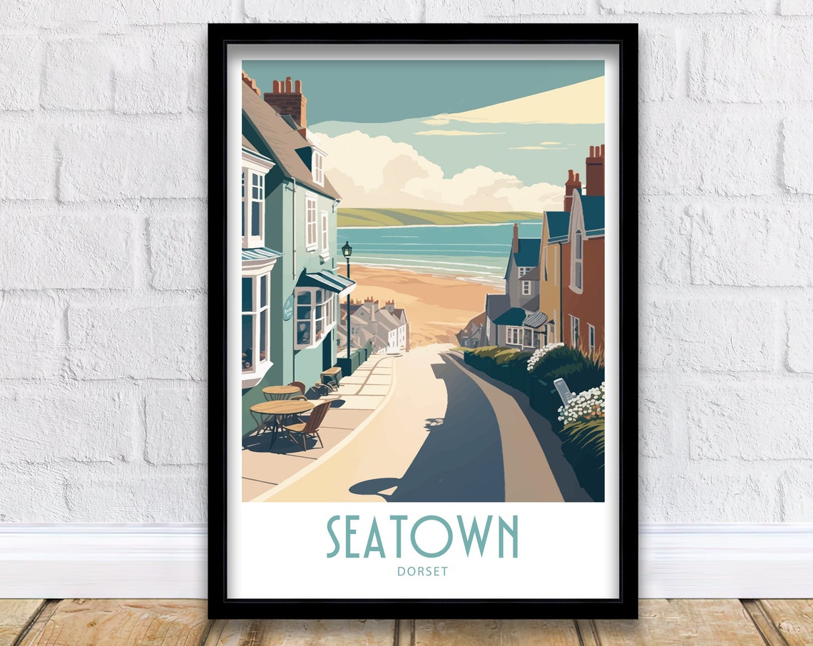 Seatown Travel Print Seatown Home Dcor Seatown Dorset Art Print Seatown Room Print Seatown Dorset Scenic Art Print Seatown Wall Art Print