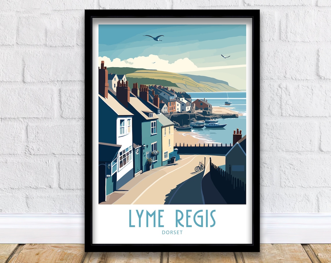 Lyme Regis Travel Poster, Dorset Wall Art Print