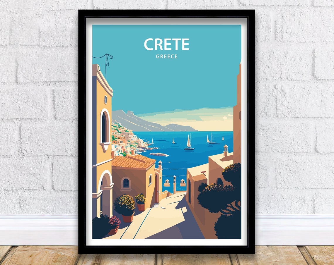Crete Art Print Crete Art Poster Travel Poster Greece Travel Print Greece Poster Crete Print Travel Poster Crete Travel Print