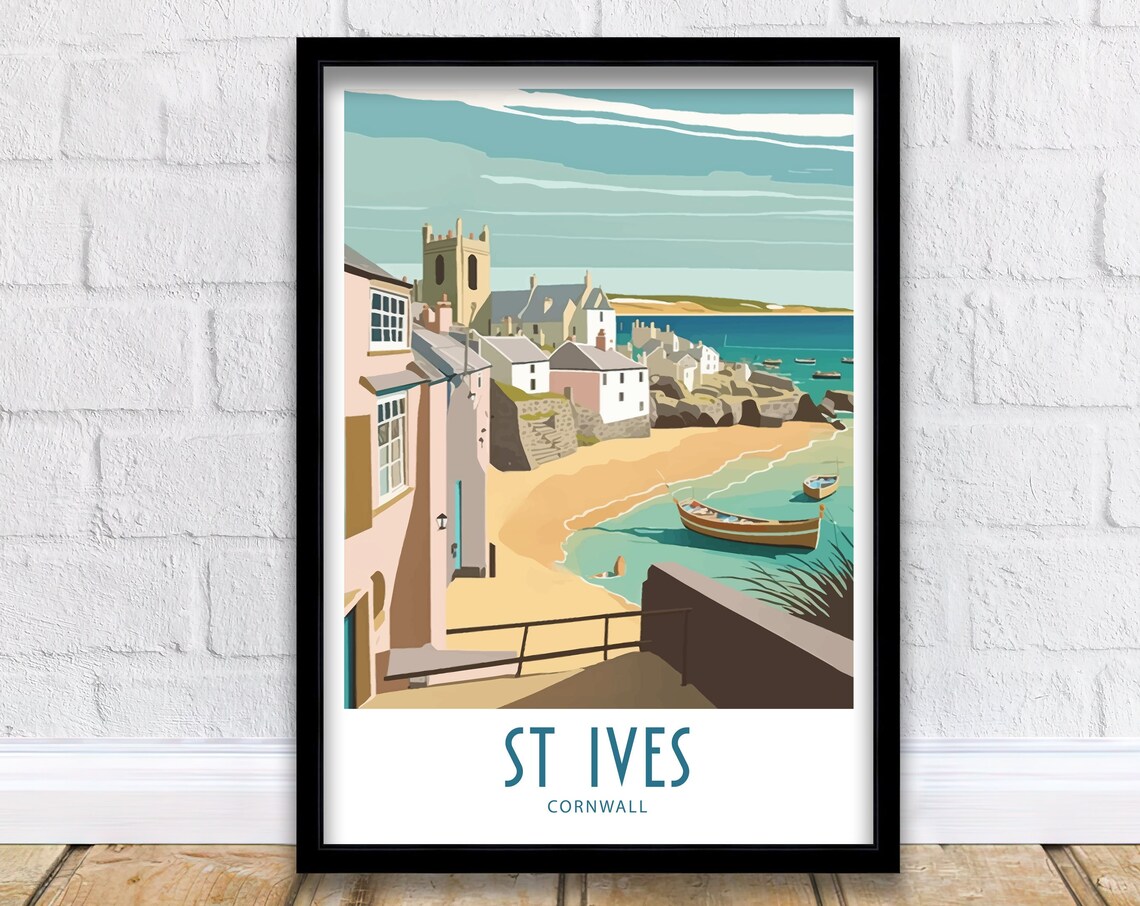 St Ives Cornwall Travel Poster, Home Decoration