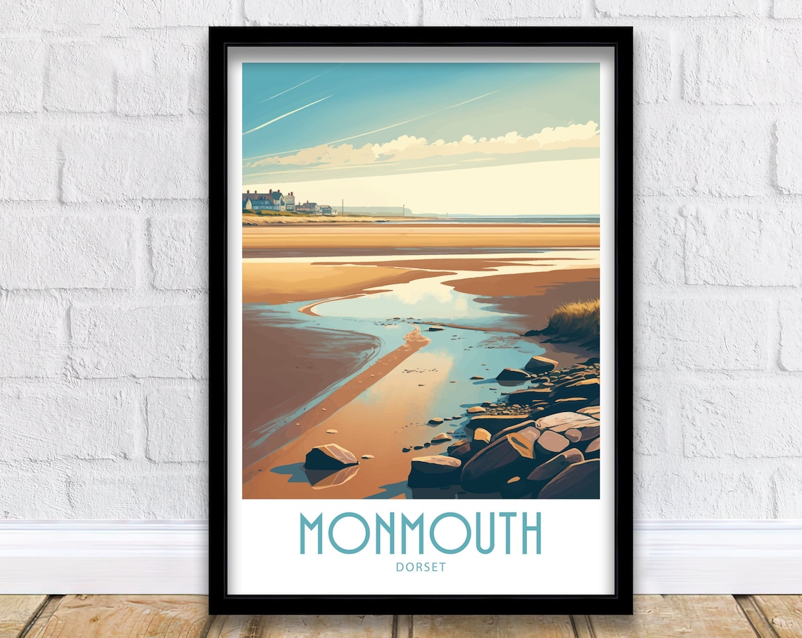 Monmouth Beach Dorset Golden Estuary Sunset Vintage Travel Poster
