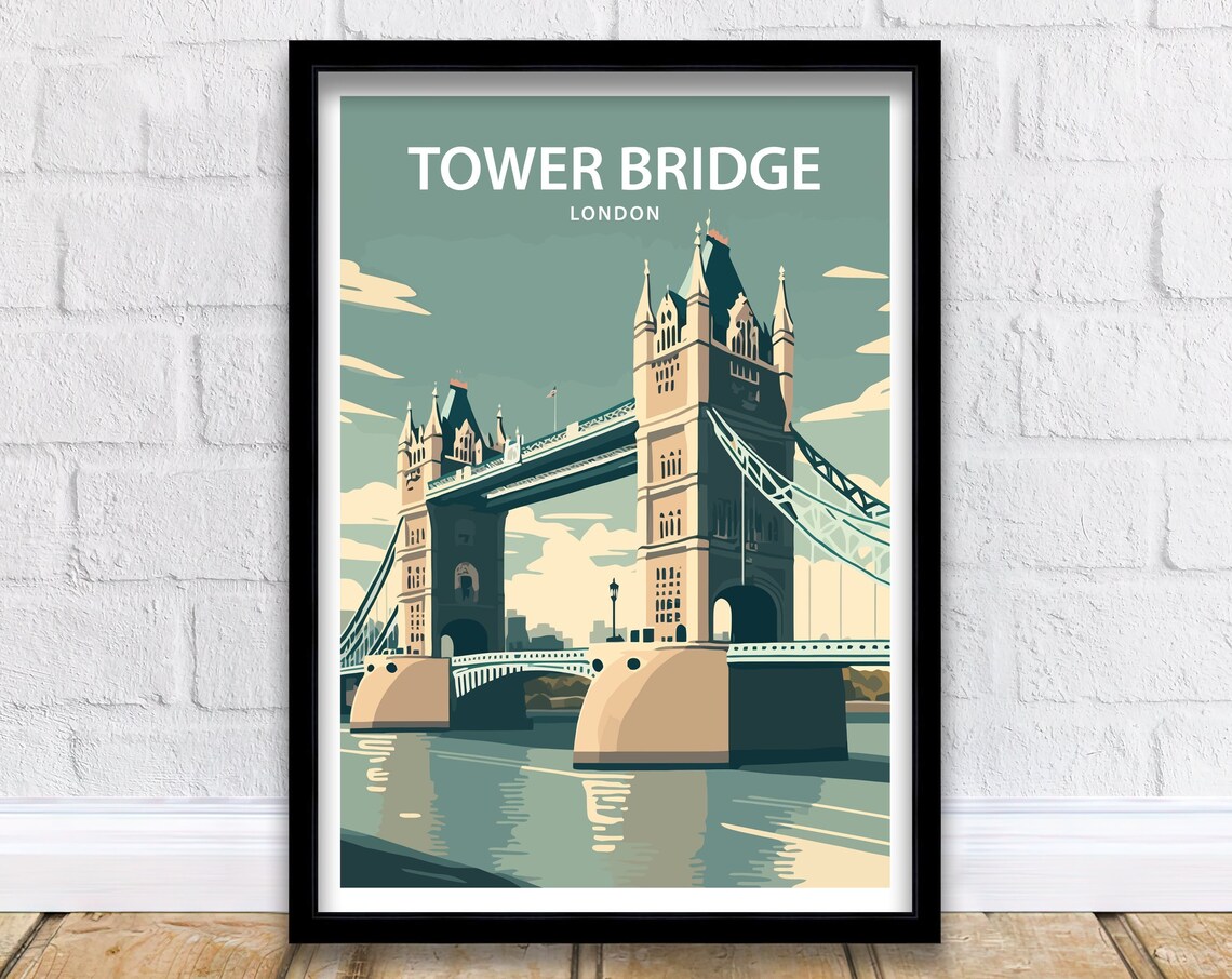 Tower Bridge London Travel Poster, Wall Art Print