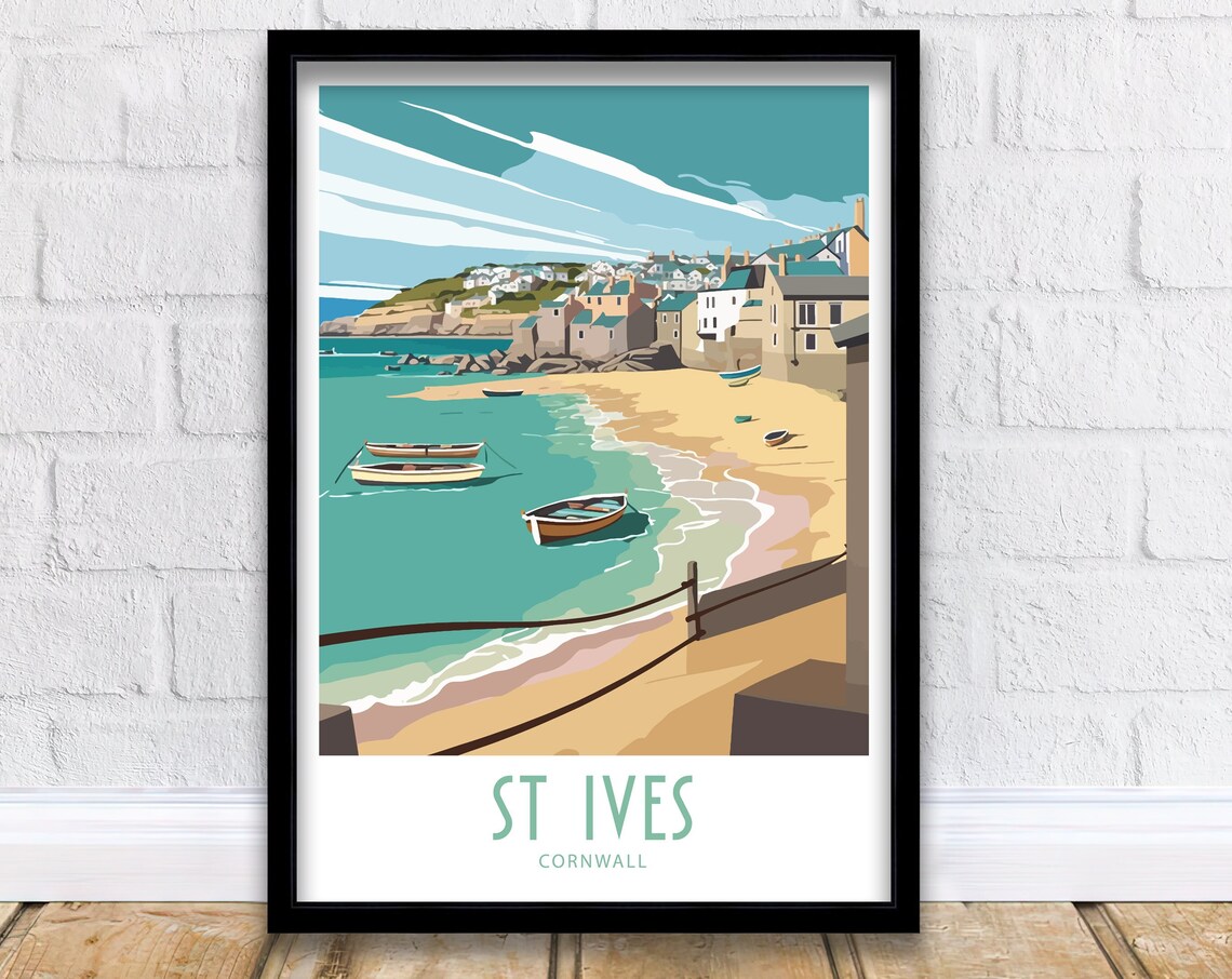 St Ives Travel Print, Cornwall Poster Print