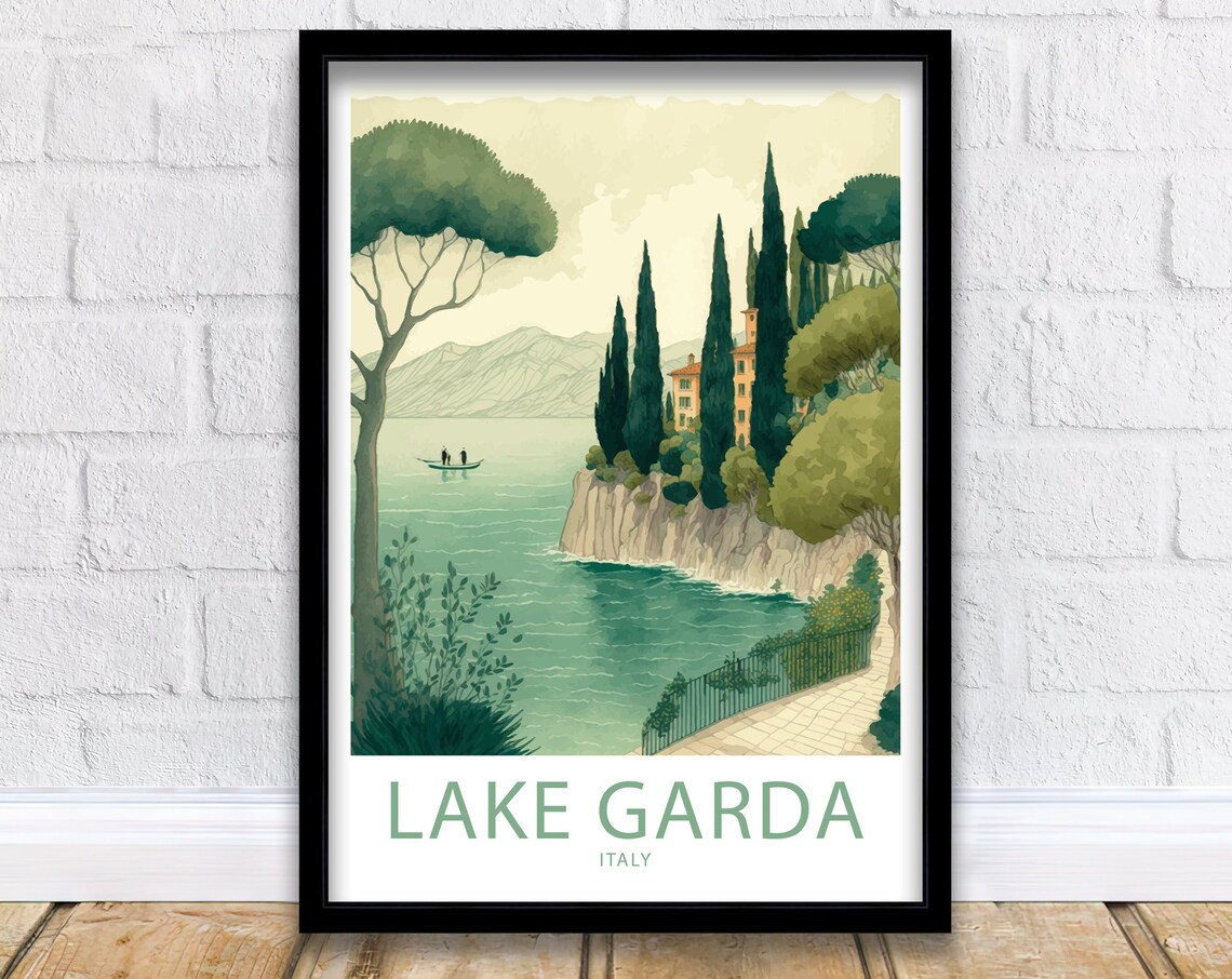 Lake Garda Travel Poster, Italy Scenic Wall Art