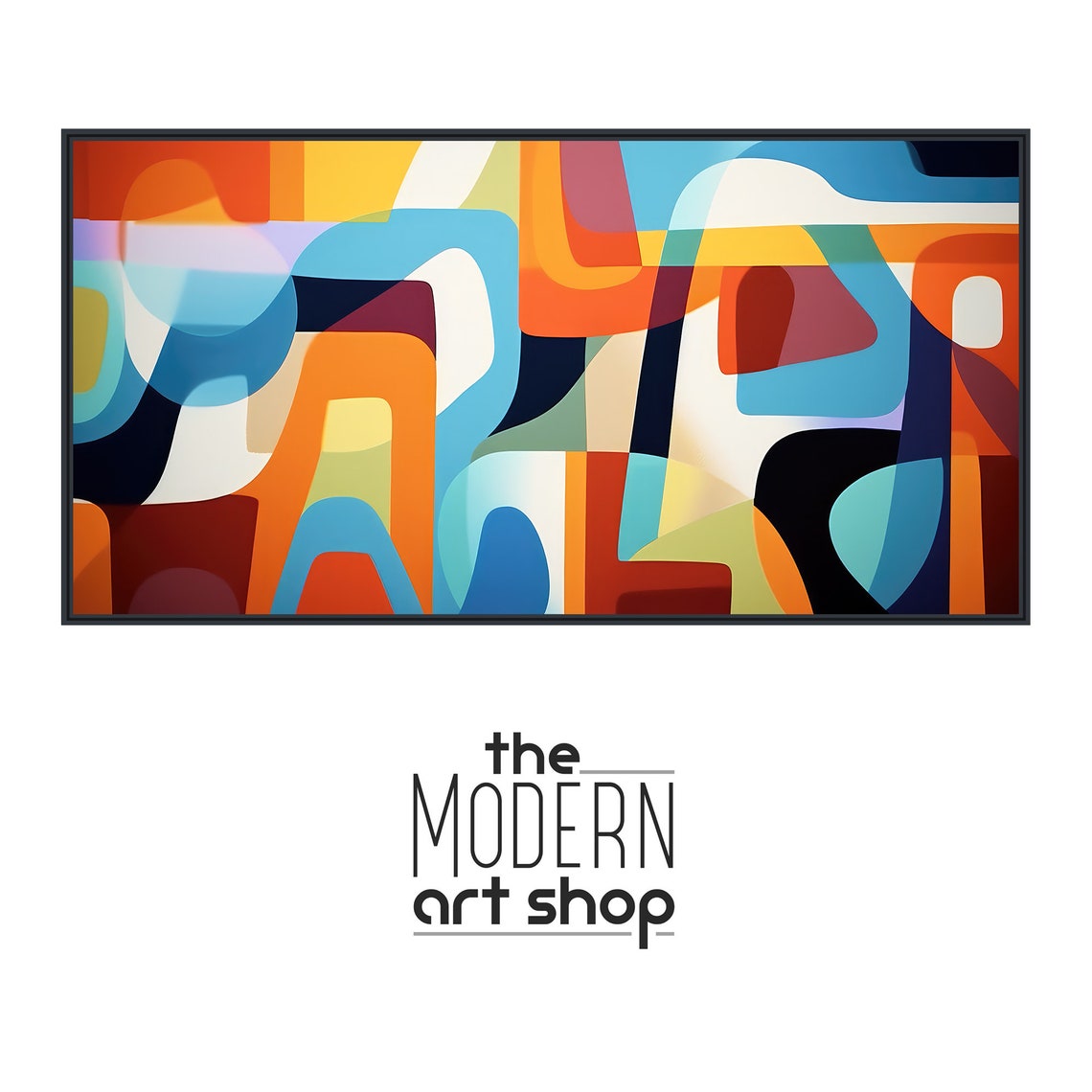 Mid Century Modern Geometric Wall Art Framed Print Modern Abstract Painting Bold Colors Prismatic Chaos - Image 4