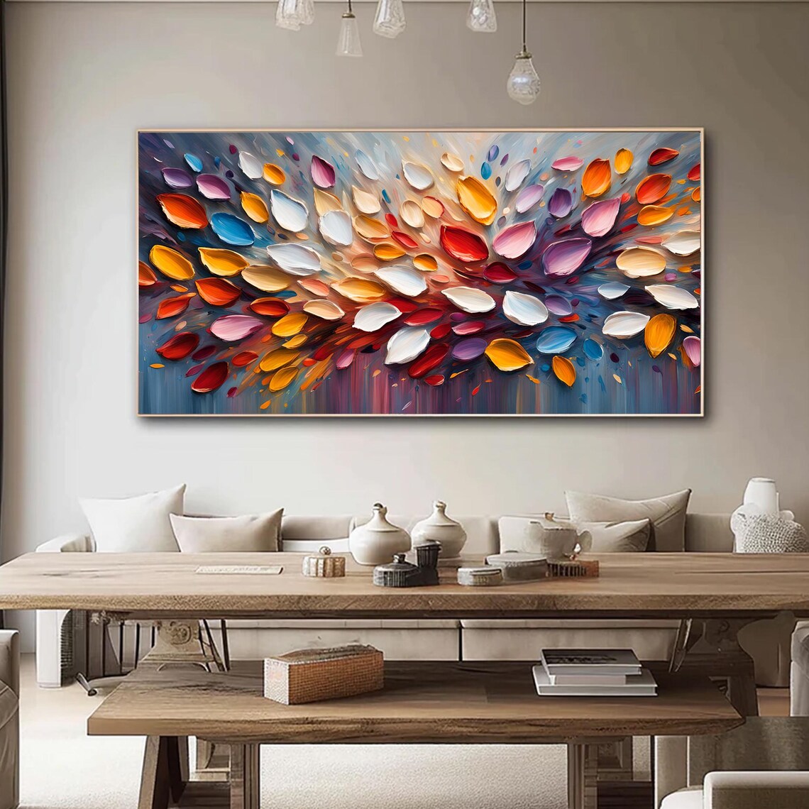 Colorful Floral Oil Painting, Boho Wall Art Print - Image 5