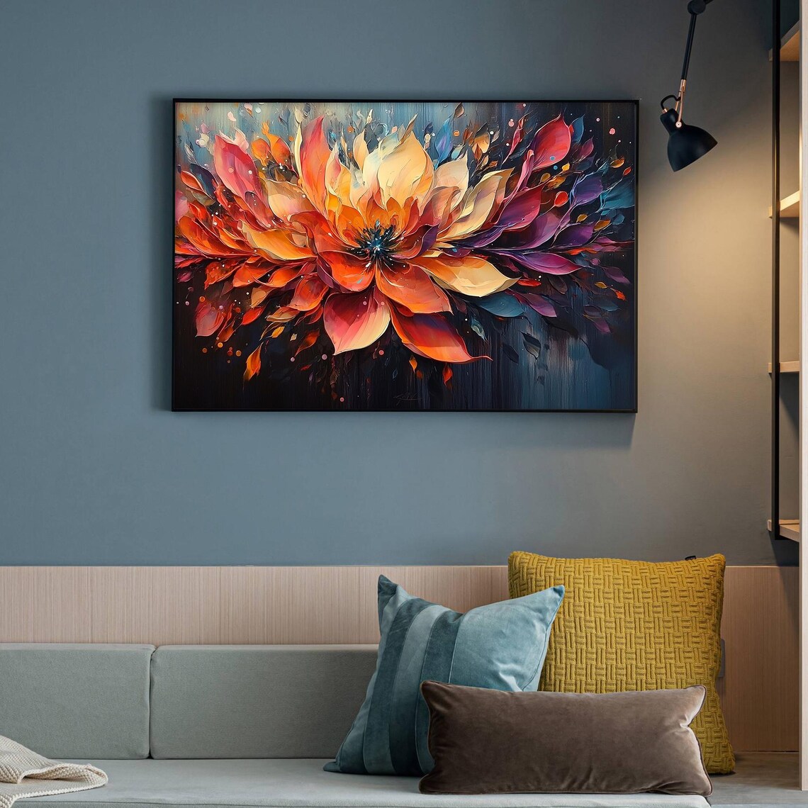 Bohemian Abstract Floral Oil Painting Art Print - Image 4