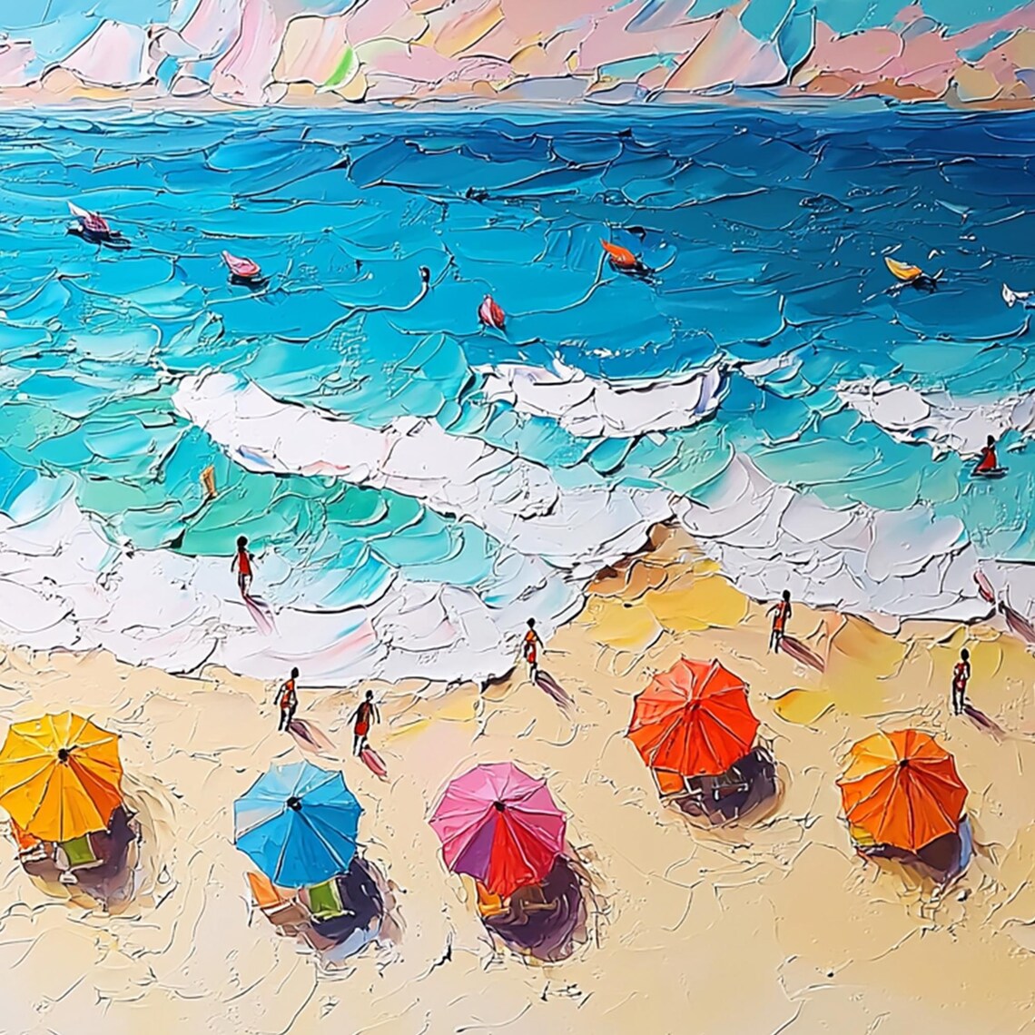 Summer Beach Oil Painting, Coastal Wall Art Print - Image 3